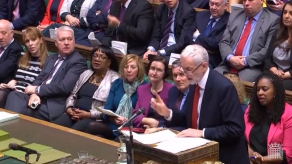 Labour MPs chant along with Jeremy Corbyn during PMQs as he lists social inequalities on rise