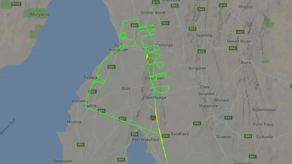 Pilot spells out 'I'm bored' in air during Adelaide test flight