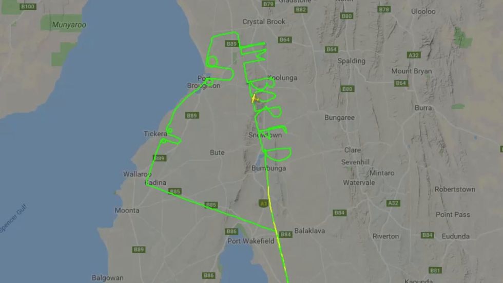 Pilot spells out 'I'm bored' in air during Adelaide test flight