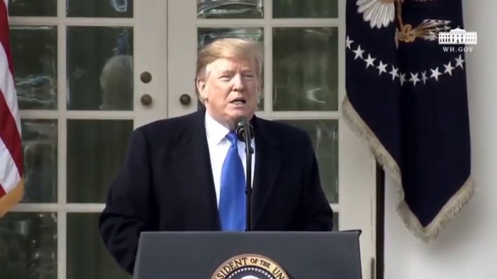 Donald Trump sings his way through speech on topic of losing national emergency argument in the lower courts