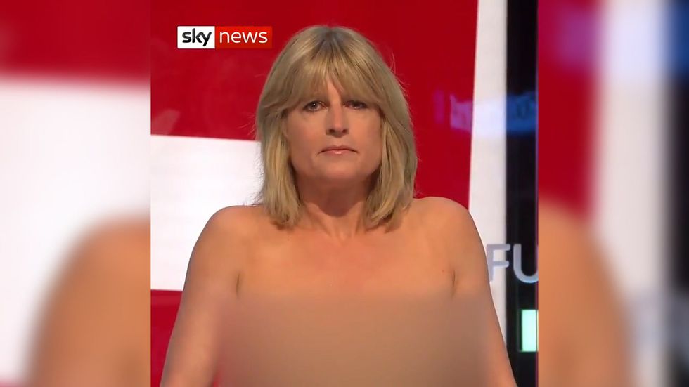 Rachel Johnson strips off on Sky News while discussing Brexit
