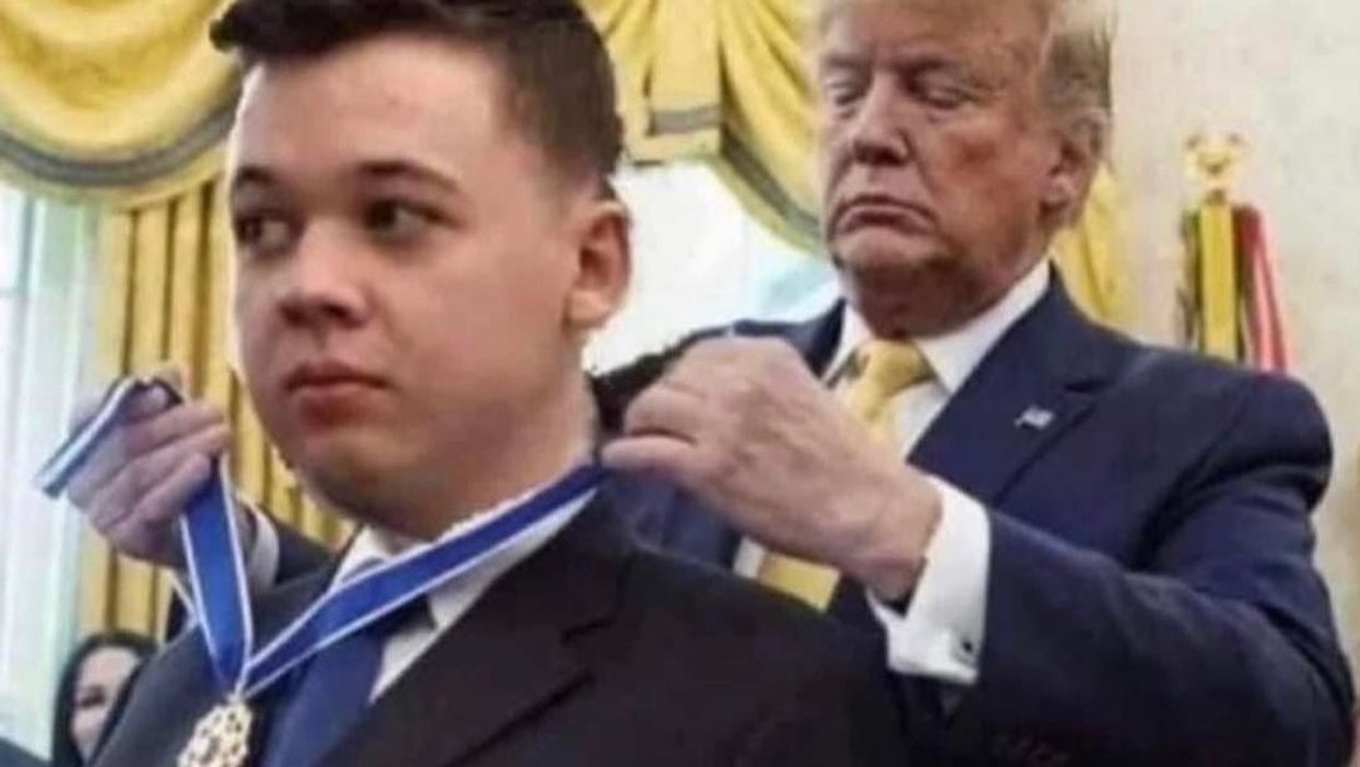 Trump Jr sparks backlash after posting meme of his father giving Kyle Rittenhouse a medal