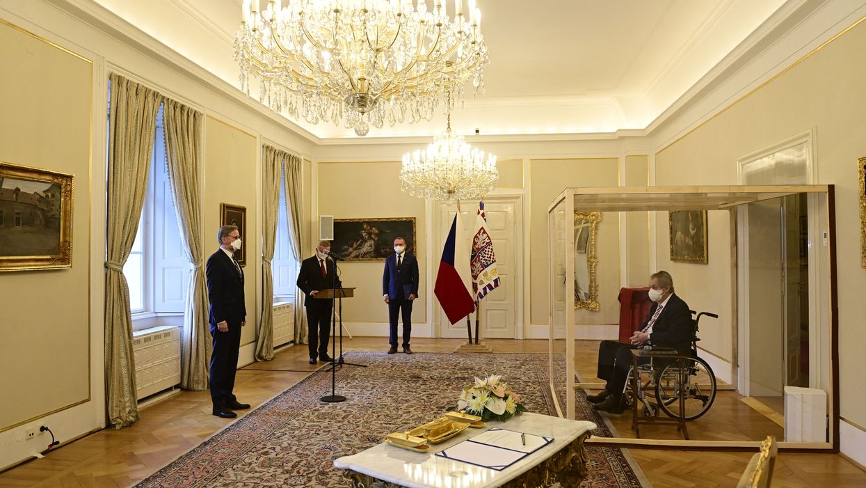 Czech president just had to swear in new Prime Minister inside a plastic box because he has Covid