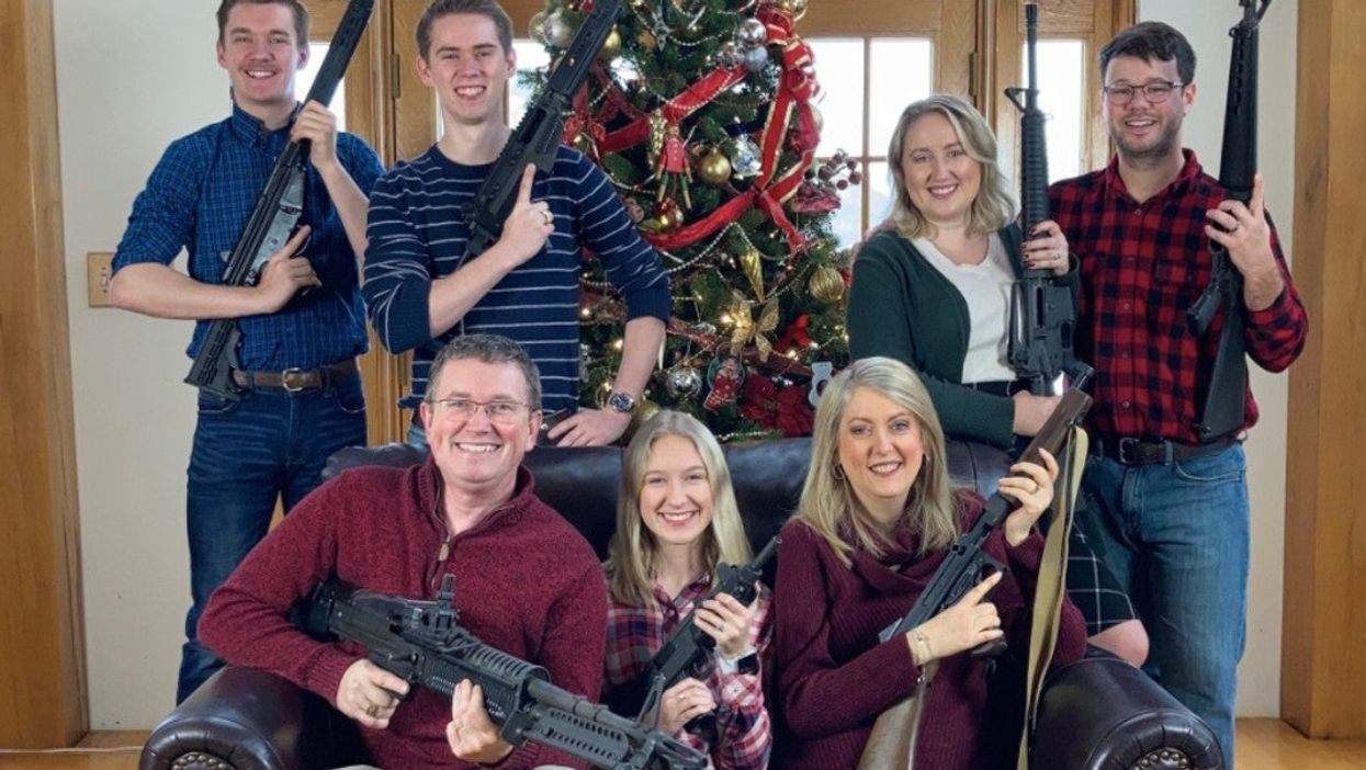 Republican slammed for gun touting Christmas card just days after a school shooting