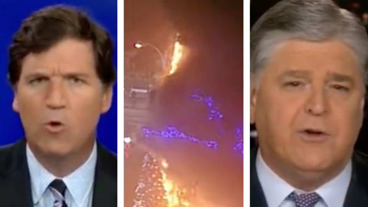 Amazing supercut video shows Fox News hosts are more outraged by burnt Christmas tree than Jan 6 insurrection