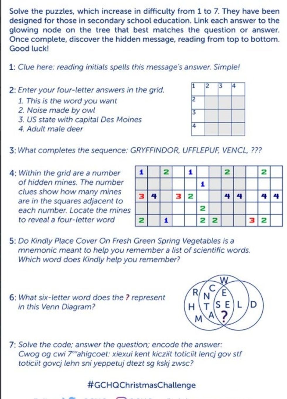GCHQ Christmas card Can you solve these puzzles? (Warning they’re