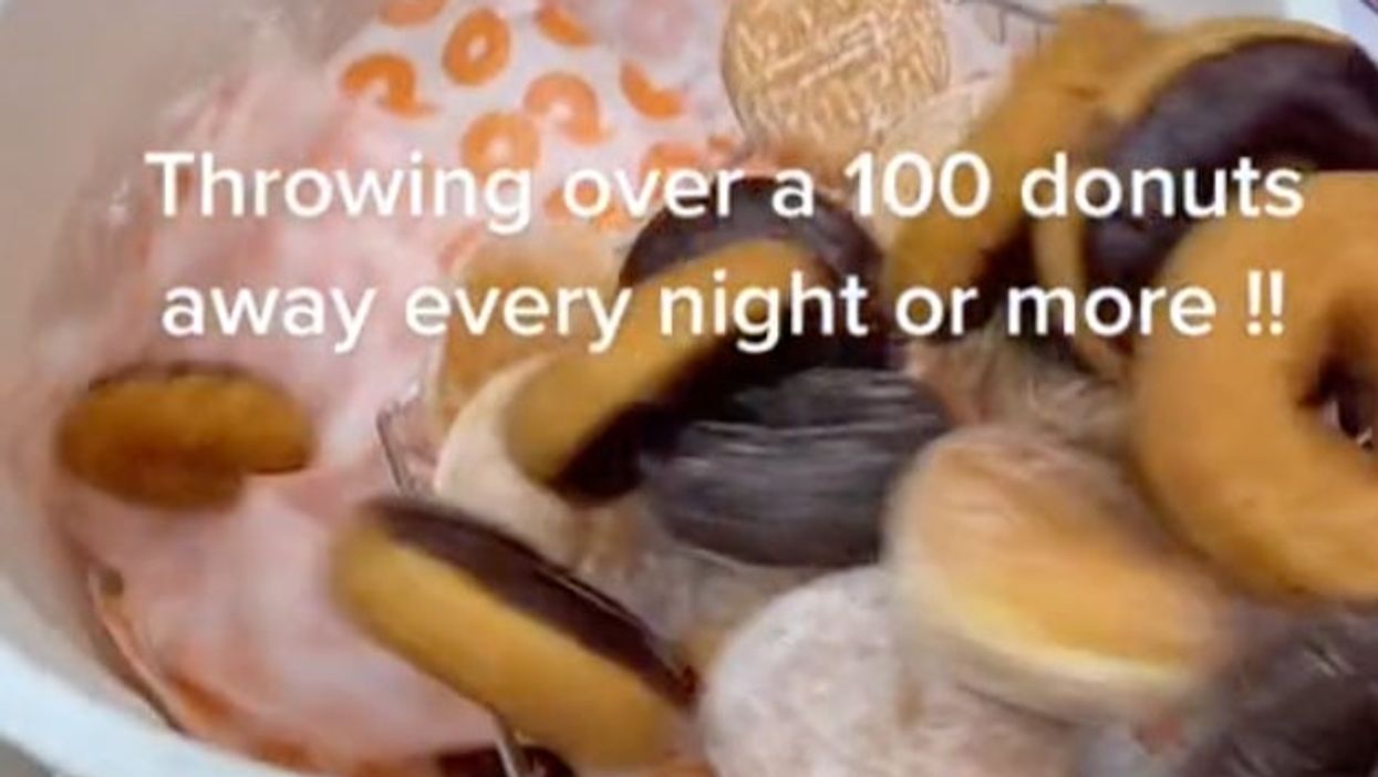 Dunkin’ worker shares video on TikTok of the piles of food he throws out at the end of shifts