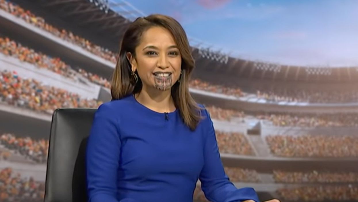 Woman becomes first person ever with Māori face tattoo to present news