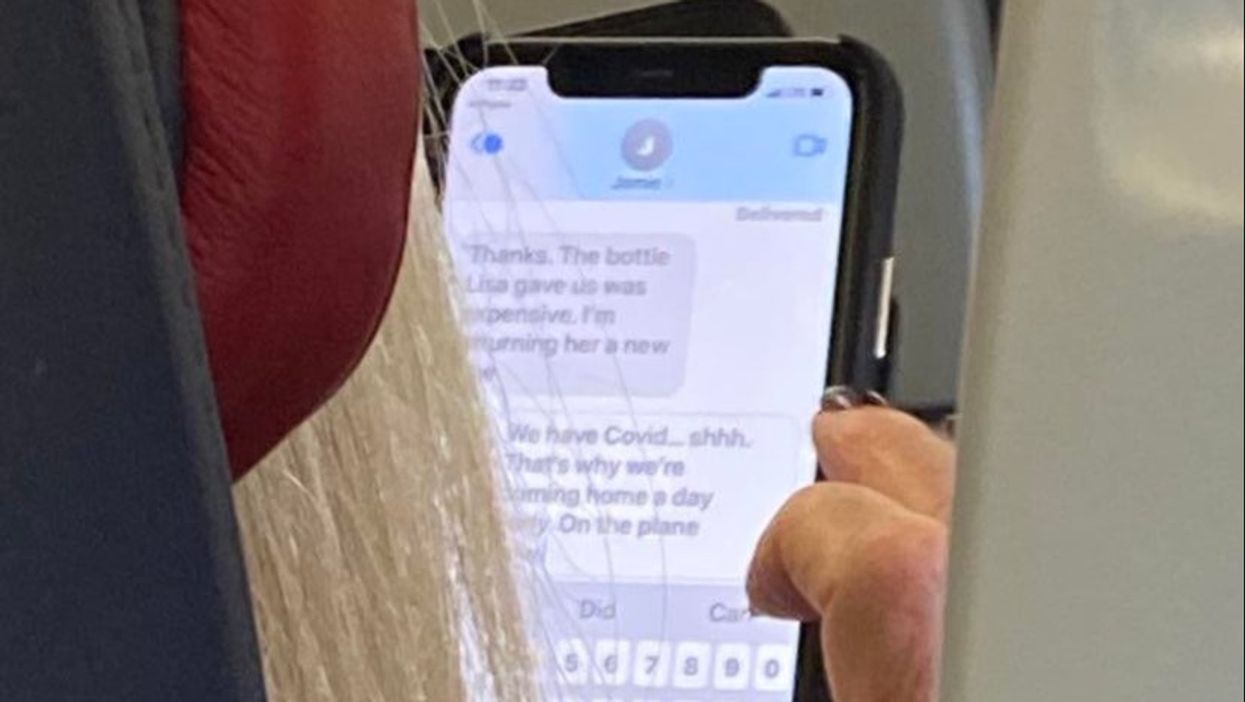 Plane passenger spots someone texting a friend: ‘We have Covid ... shhh’