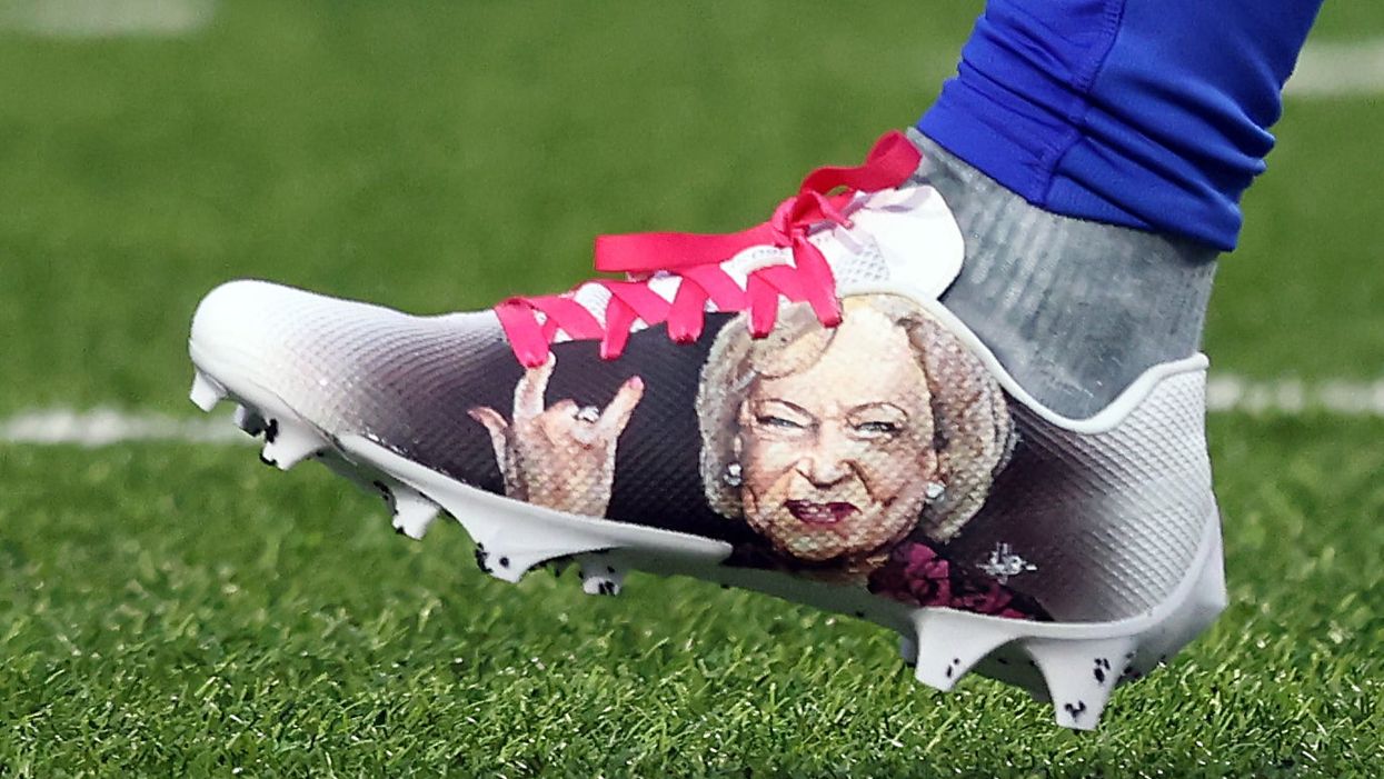 NFL star wore game shoes emblazoned with Betty White's face and they are iconic