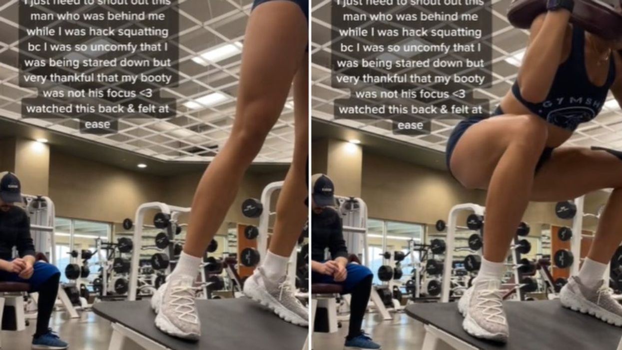 Woman thanks man for not staring at her while she did squats at the gym