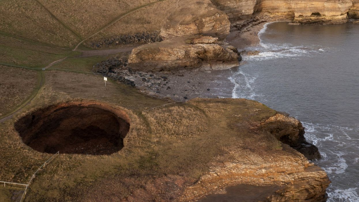 Massive 40ft sinkhole near Sunderland reveals secret hidden beach