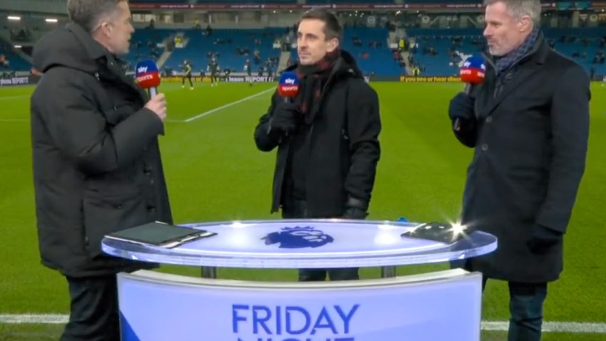 Gary Neville and Jamie Carragher roast Boris’ parties in pointed pitchside exchange