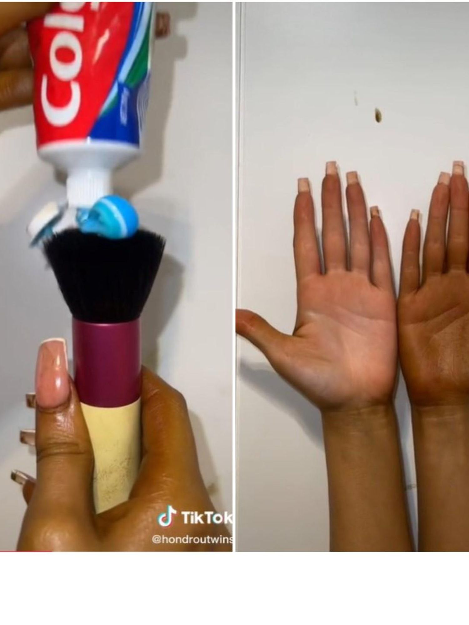 Woman's unique fake tan removal method using toothpaste goes viral