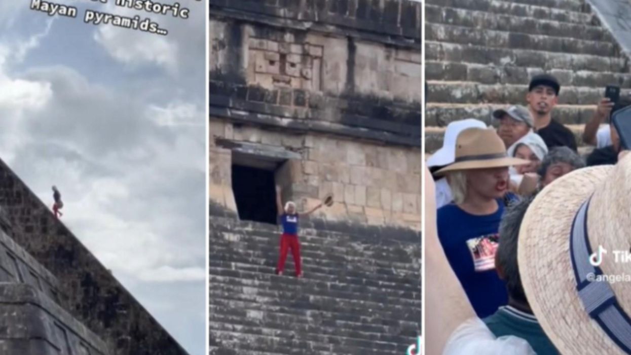 Tourist booed and called 'disrespectful' for climbing ancient Mayan pyramid