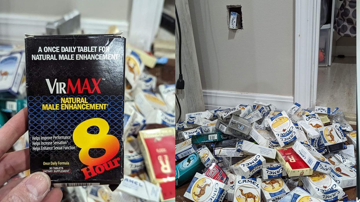 'Disgusted' couple discover walls filled with viagra and cigarette boxes in their home