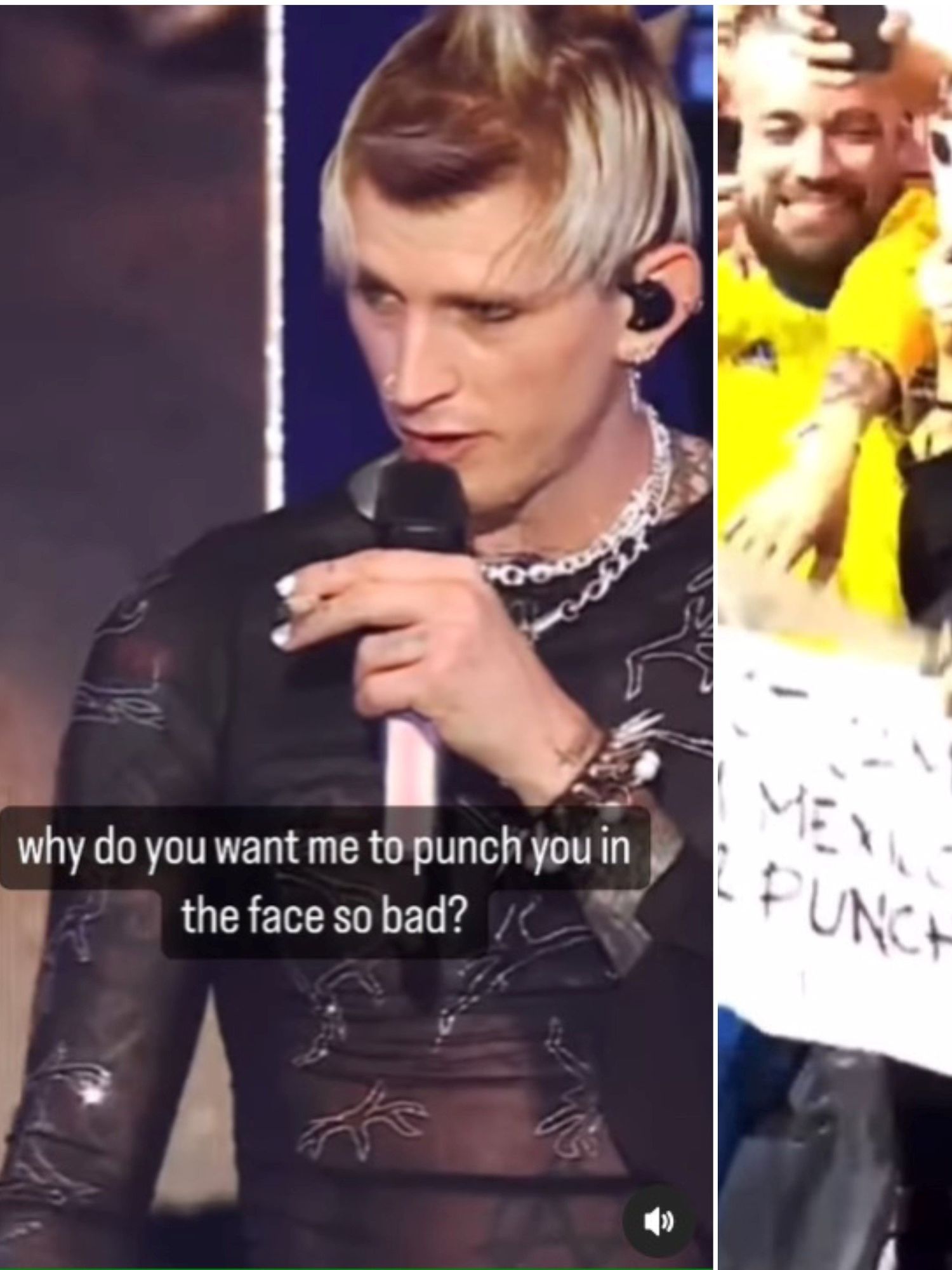 Machine Gun Kelly makes a fan's dream come true by punching him in the face