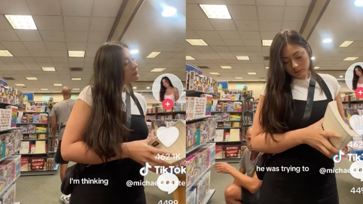Woman catches creepy moment man starts 'sniffing' her in a store