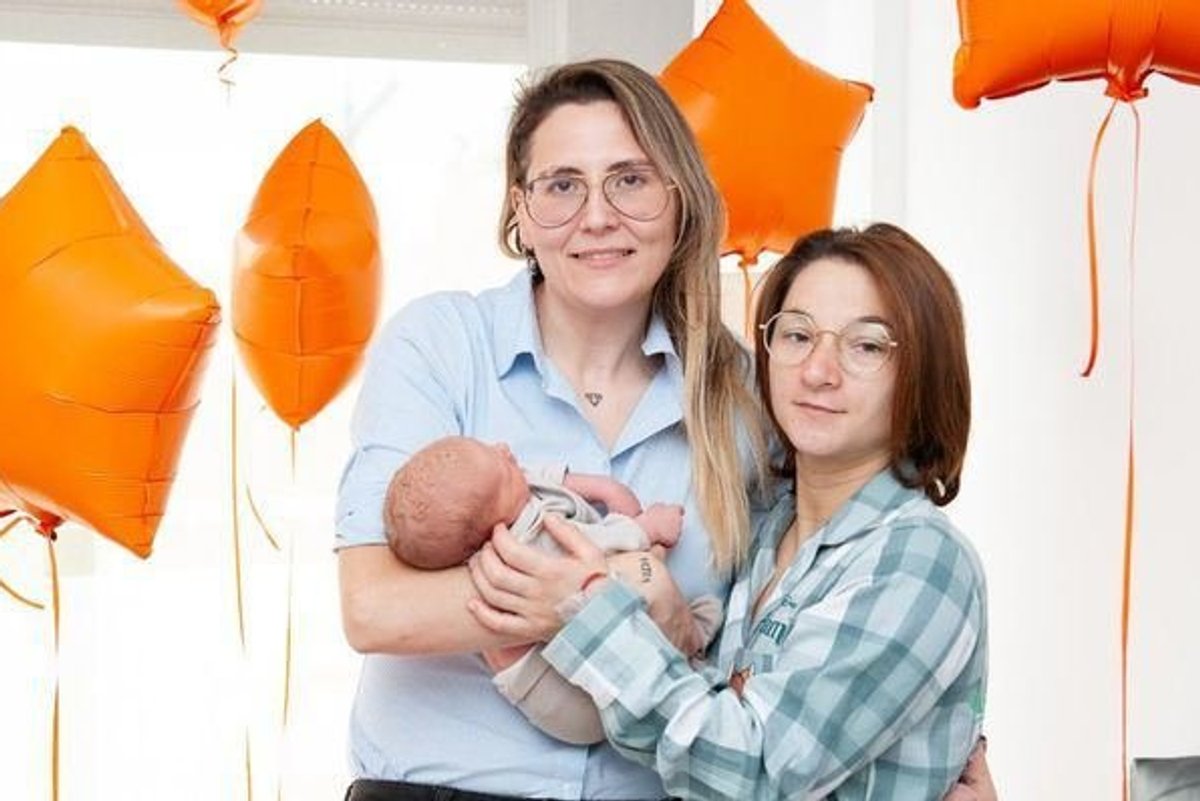 Same sex couple become first in Europe to have baby which they both carried