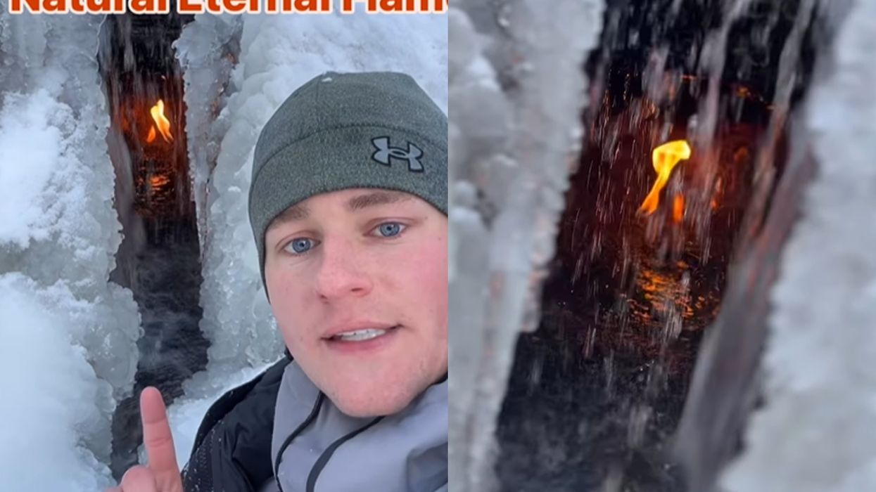 One of Earth's nine 'eternal flames' discovered inside a waterfall