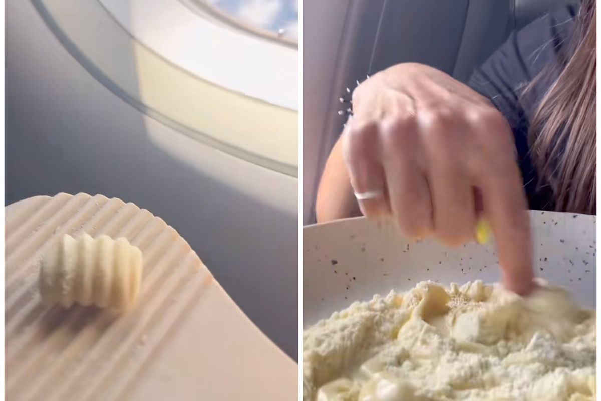 Passenger goes viral after making fresh pasta during flight: 'Normalize remembering you're in public'