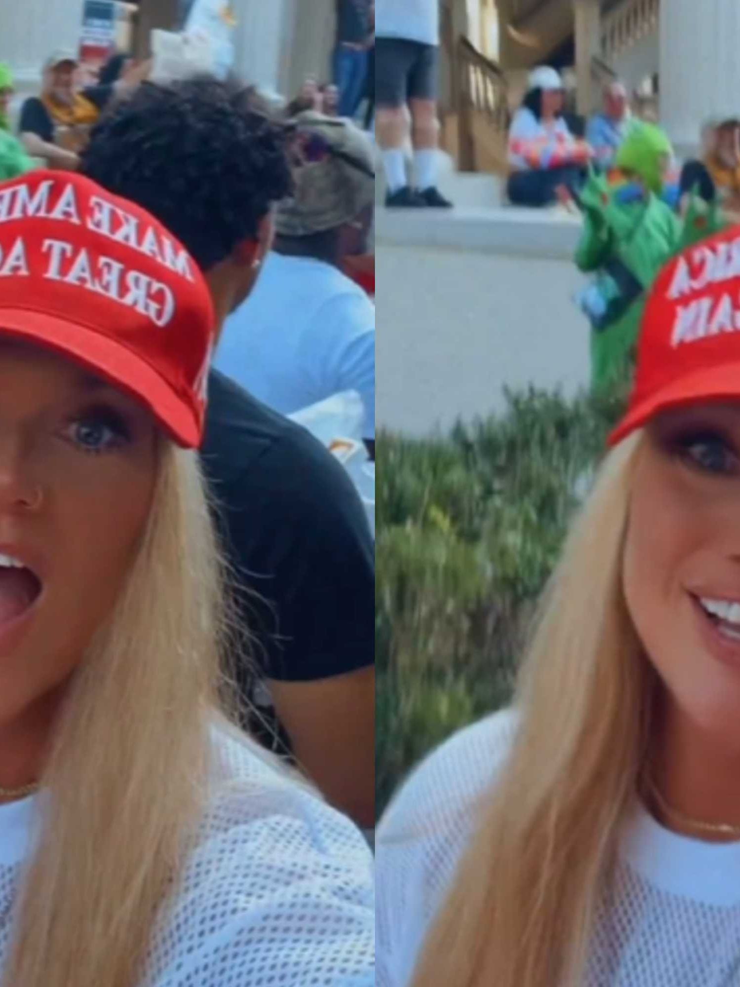 Right-wing troll wore MAGA hat to No Kings protest and everyone just ignored her