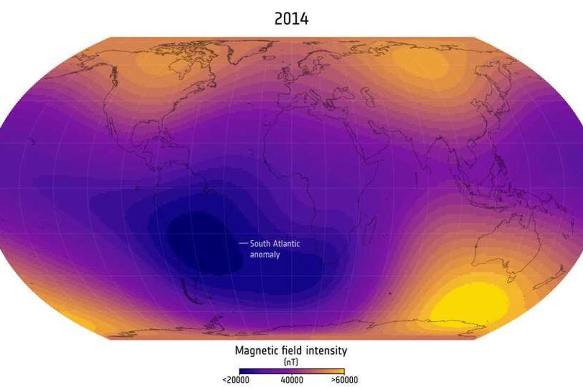 Earth's magnetic field has a huge weak spot that's growing faster than anyone expected