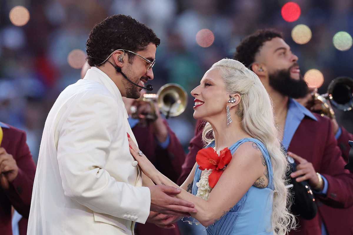 Hidden angle shows Bad Bunny dancing to Lady Gaga’s Super Bowl cameo