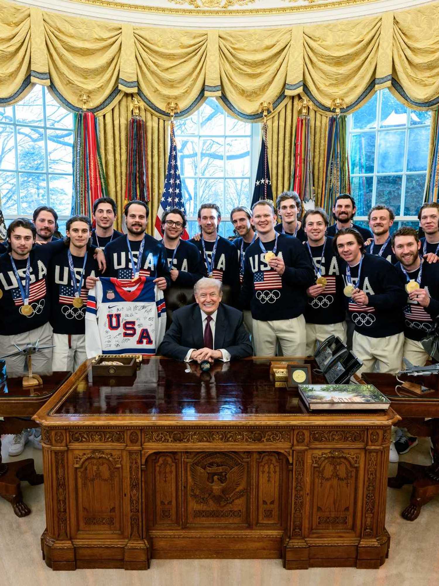 USA men's hockey team met Trump after gold medal win - and it went down as well as you'd expect