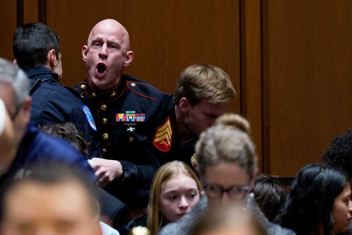 Shocking moment US Marine veteran dragged from Senate hearing and has arm broken