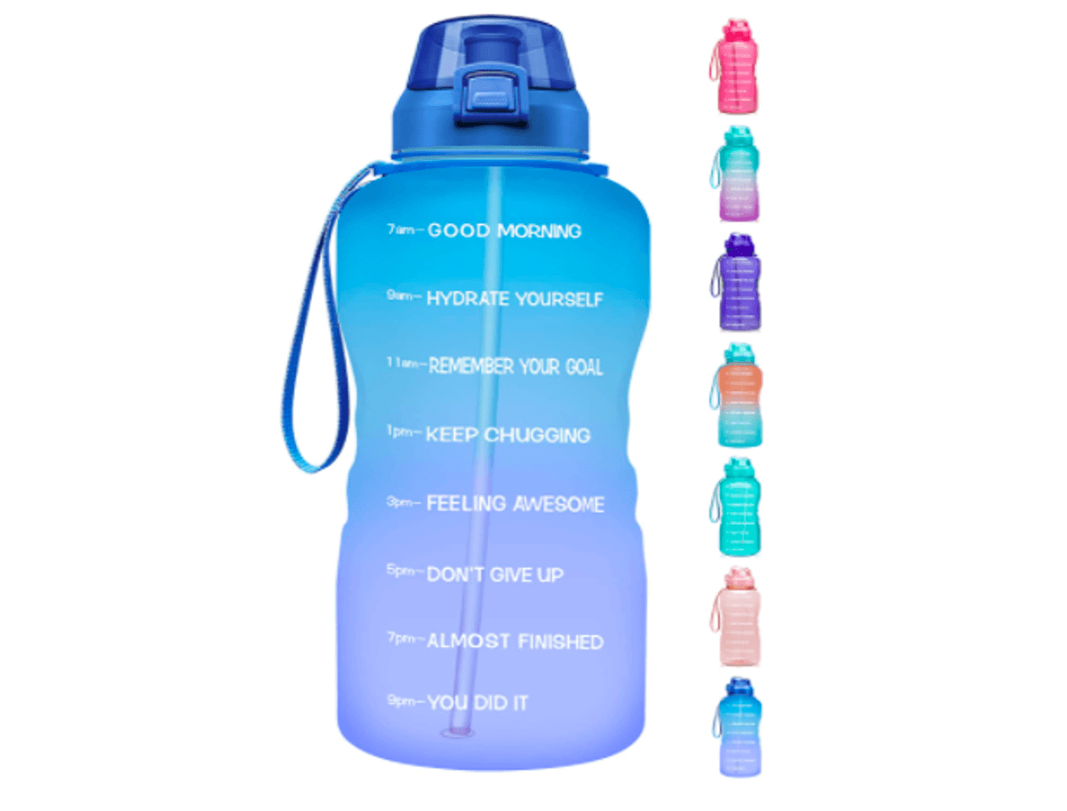 Fidus Large 1 Gallon/128oz Motivational Water Bottle with Time Marker