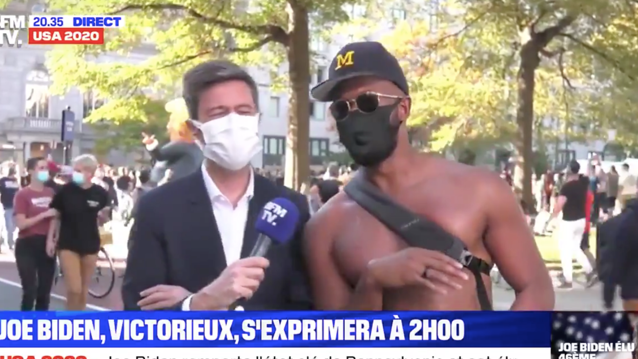This man's hilarious gatecrashing of French TV's coverage of the US election has gone viral