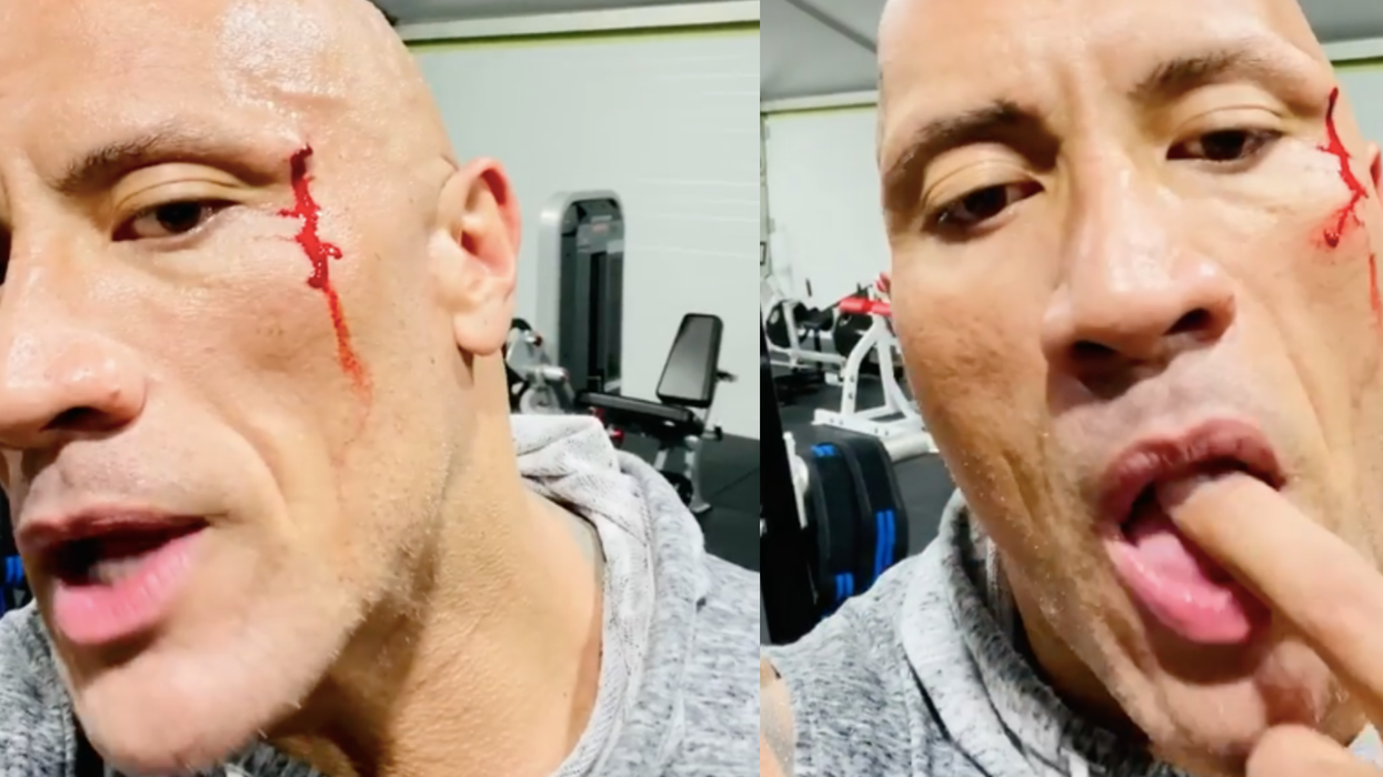 Disturbing video sees The Rock taste his own blood after a gym accident