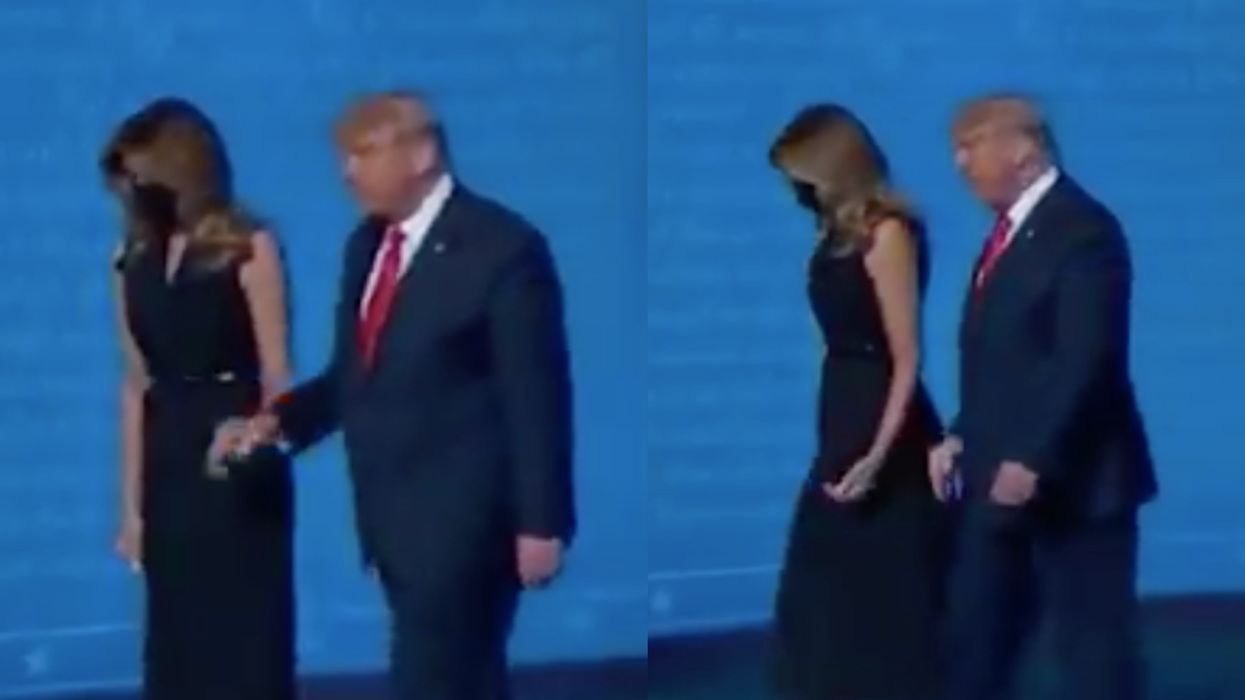 People are debating whether Melania yanked her hand away from Trump after the debate