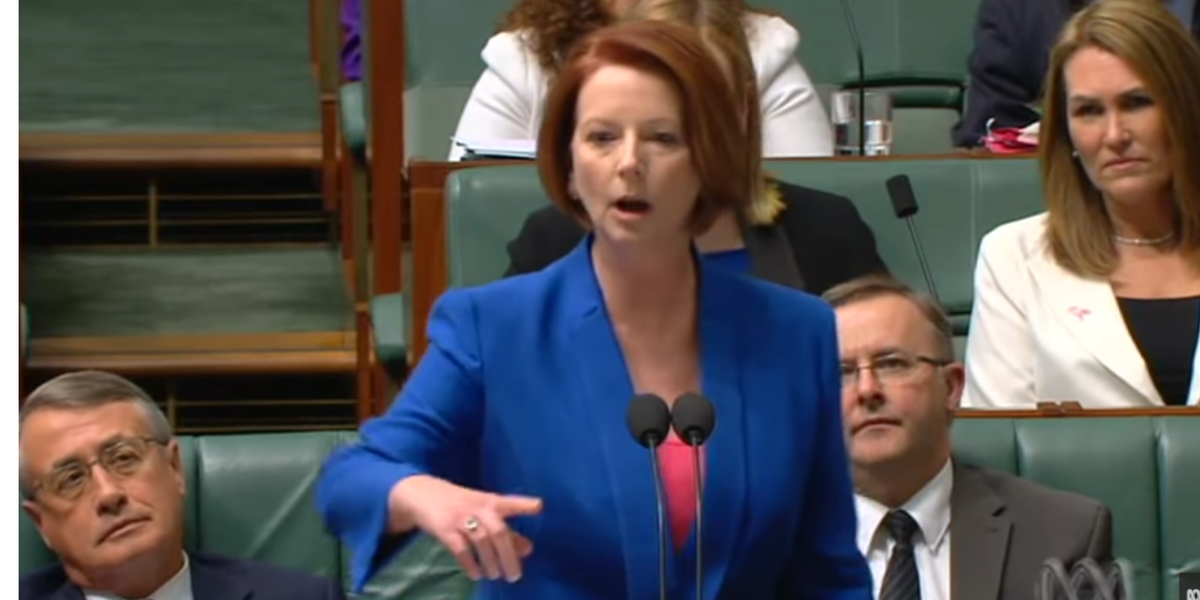 Video of Julia Gillard laying into 'misogynist' Tony Abbott for 15 minutes  straight resurfaces