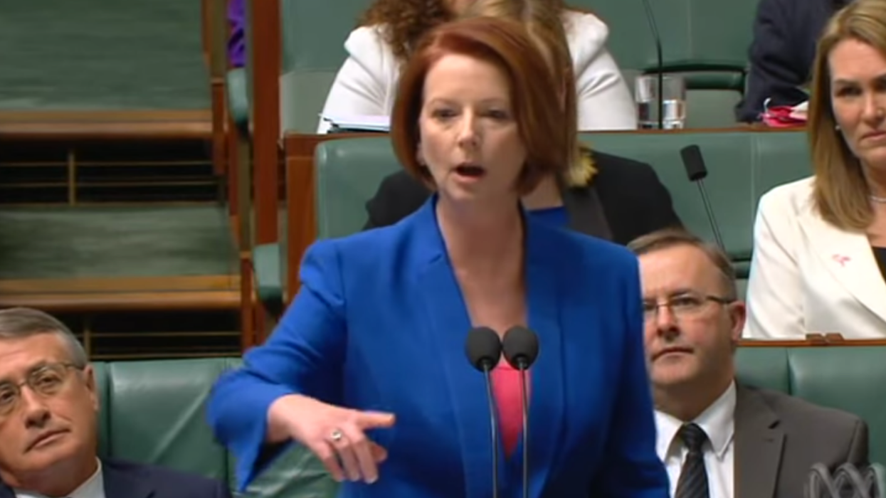 Video of Julia Gillard laying into 'misogynist' Tony Abbott for 15 minutes resurfaces