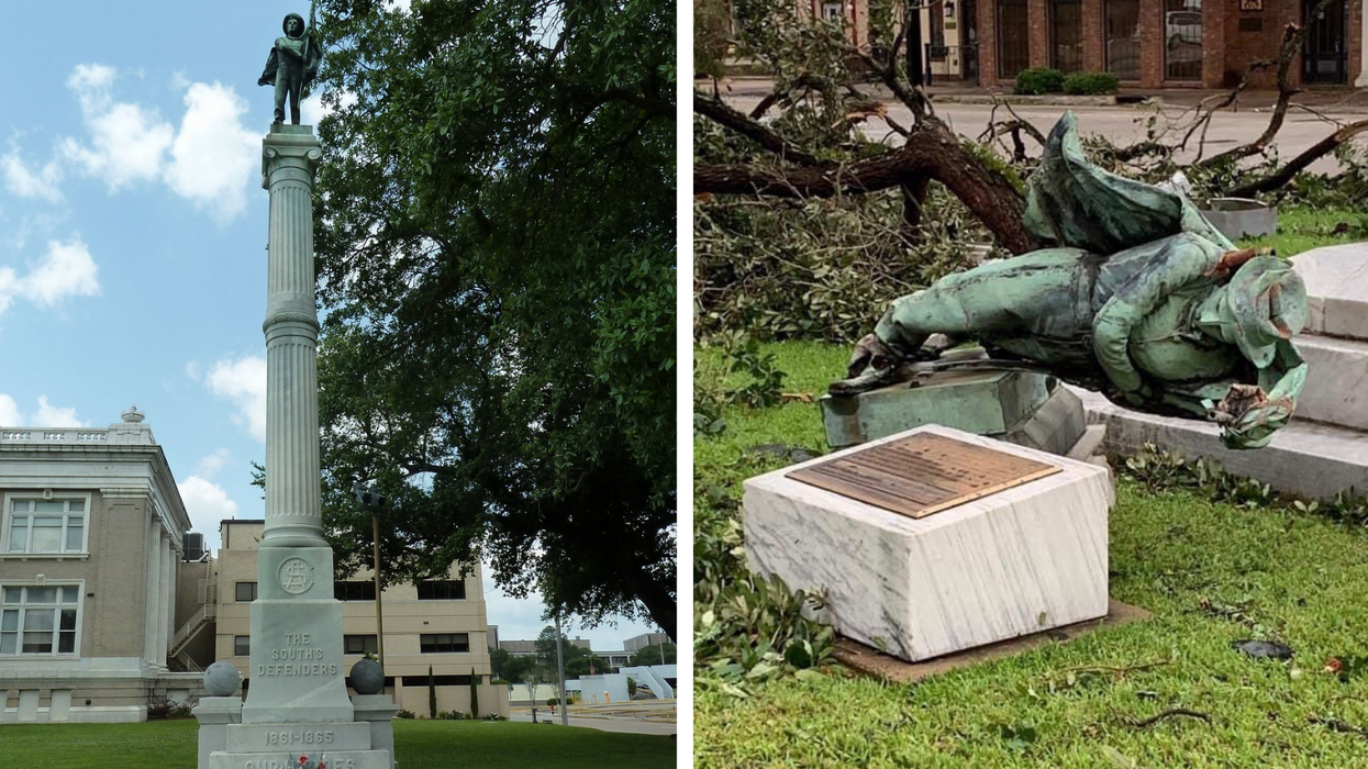 Hurricane Laura just tore down a Confederate monument and people think it's symbolic