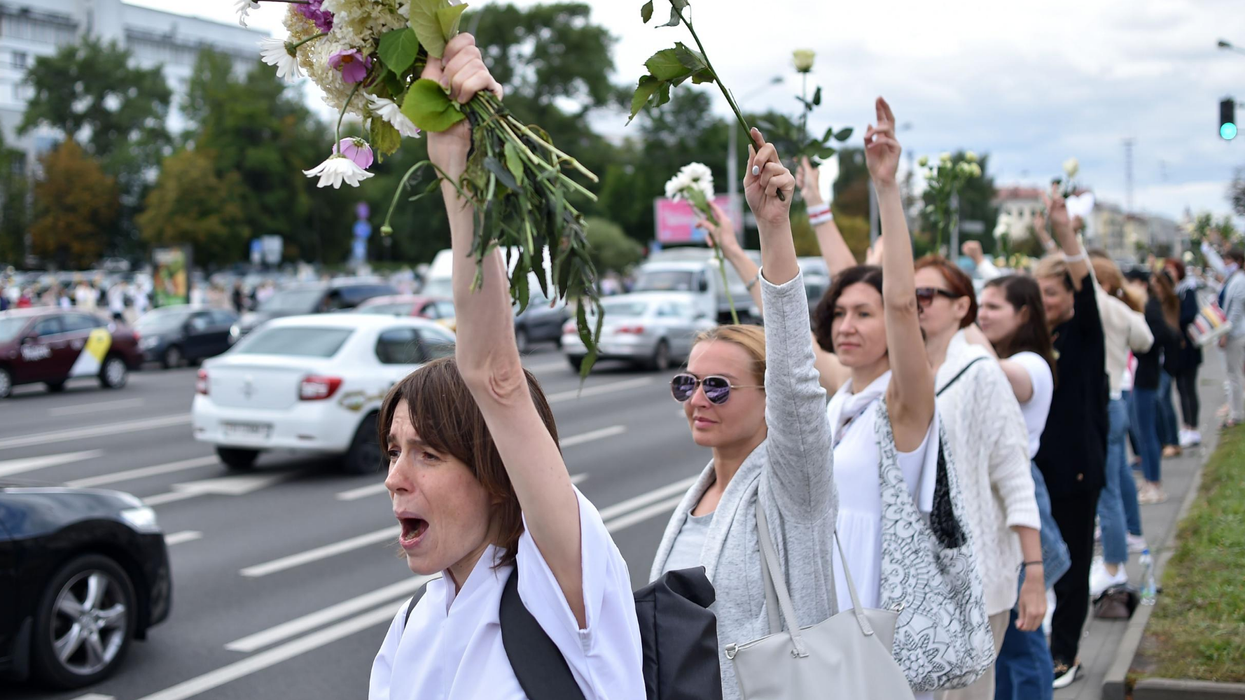 Women form 'solidarity chains' in Belarus to protest against disputed election result