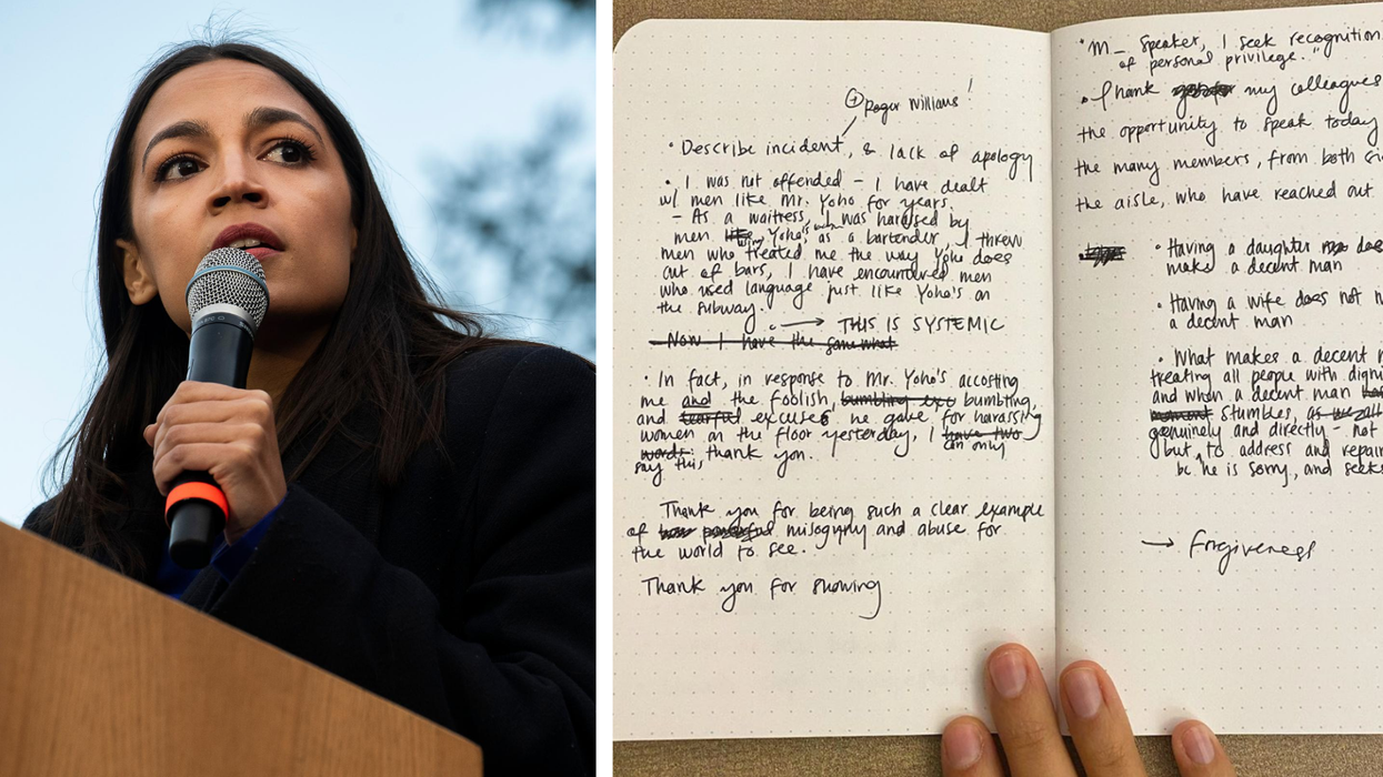 People are stunned at the notes AOC wrote for her showstopping sexism speech