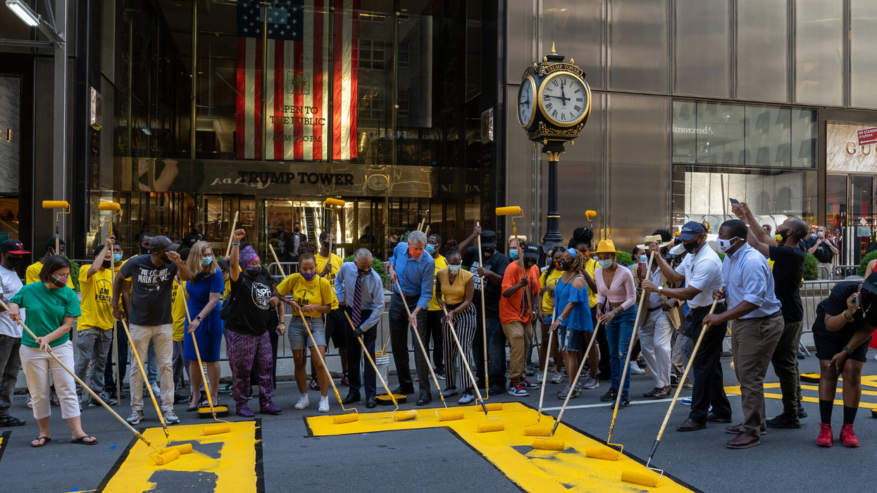 A Black Lives Matter mural is being painted outside Trump Tower in New York and people can't wait for him to see it