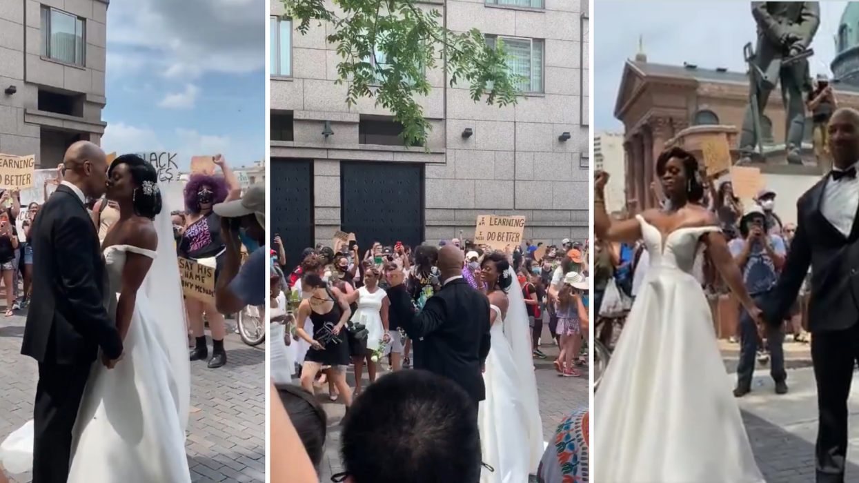 This couple celebrated their wedding at a Black Lives Matter protest