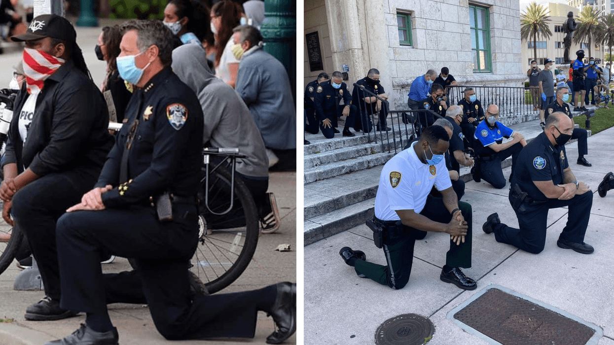 These police officers tried to join the protesters in solidarity but it divided opinion