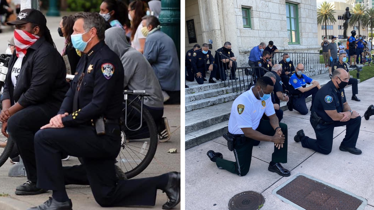 These police officers tried to join the protesters in solidarity but it divided opinion
