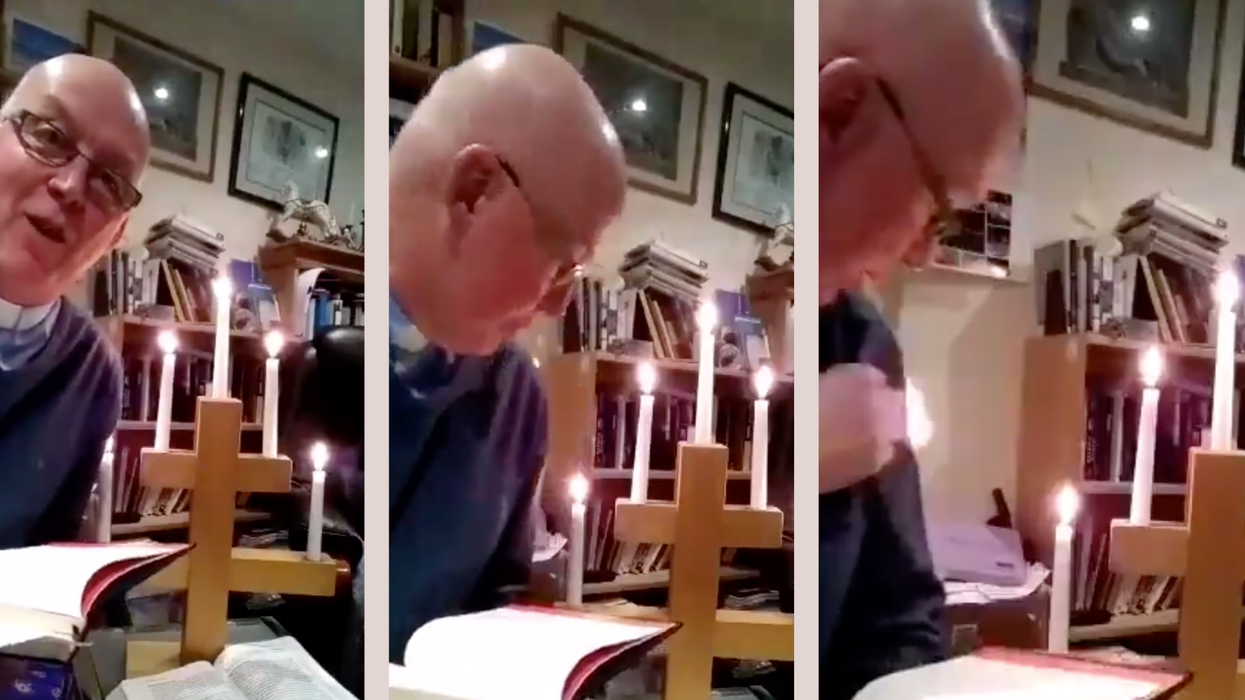 'Oh dear I've just caught fire!': Vicar accidentally sets arm on fire while recording virtual sermon