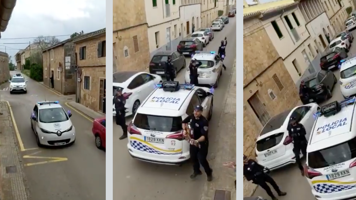 Spanish police filmed singing and dancing to cheer up neighbourhood on coronavirus lockdown