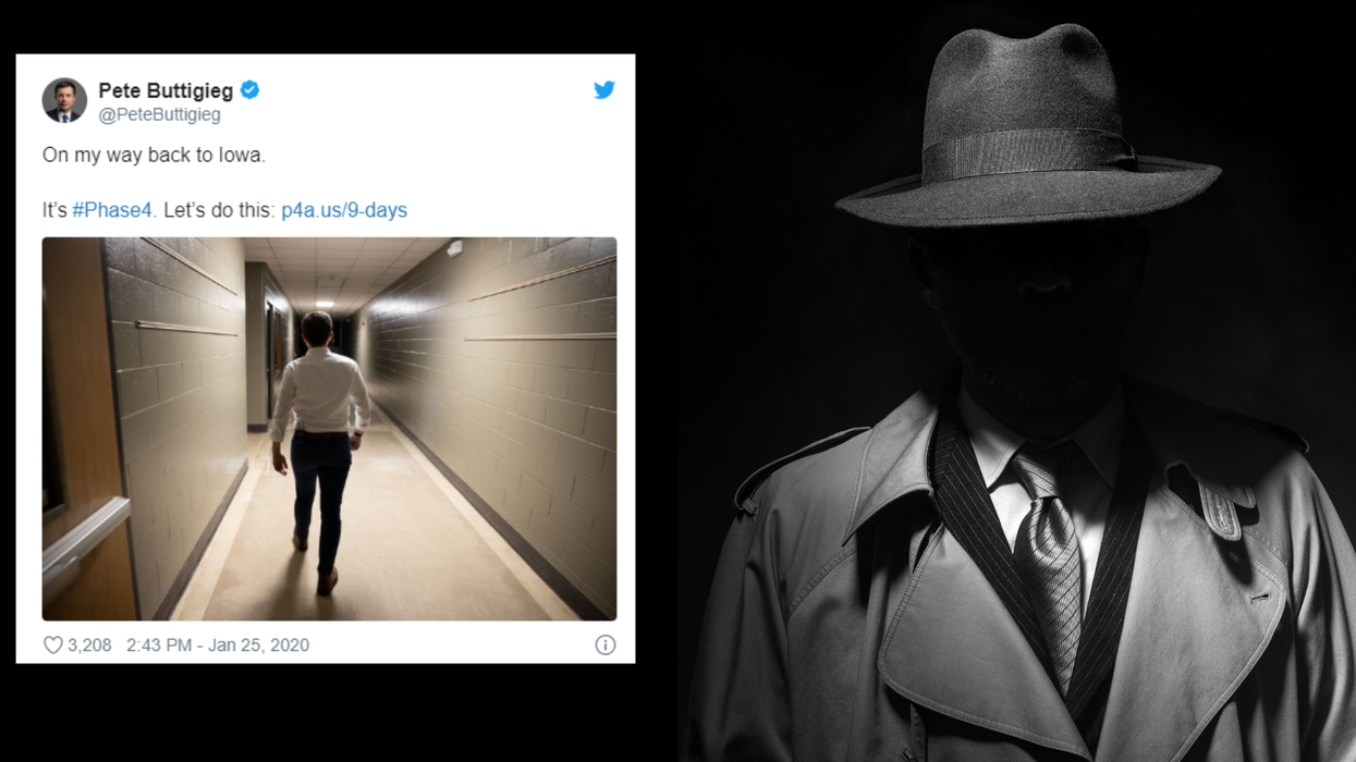 Pete Buttigieg posted a bizarre photo of himself 'walking' and people think it's staged