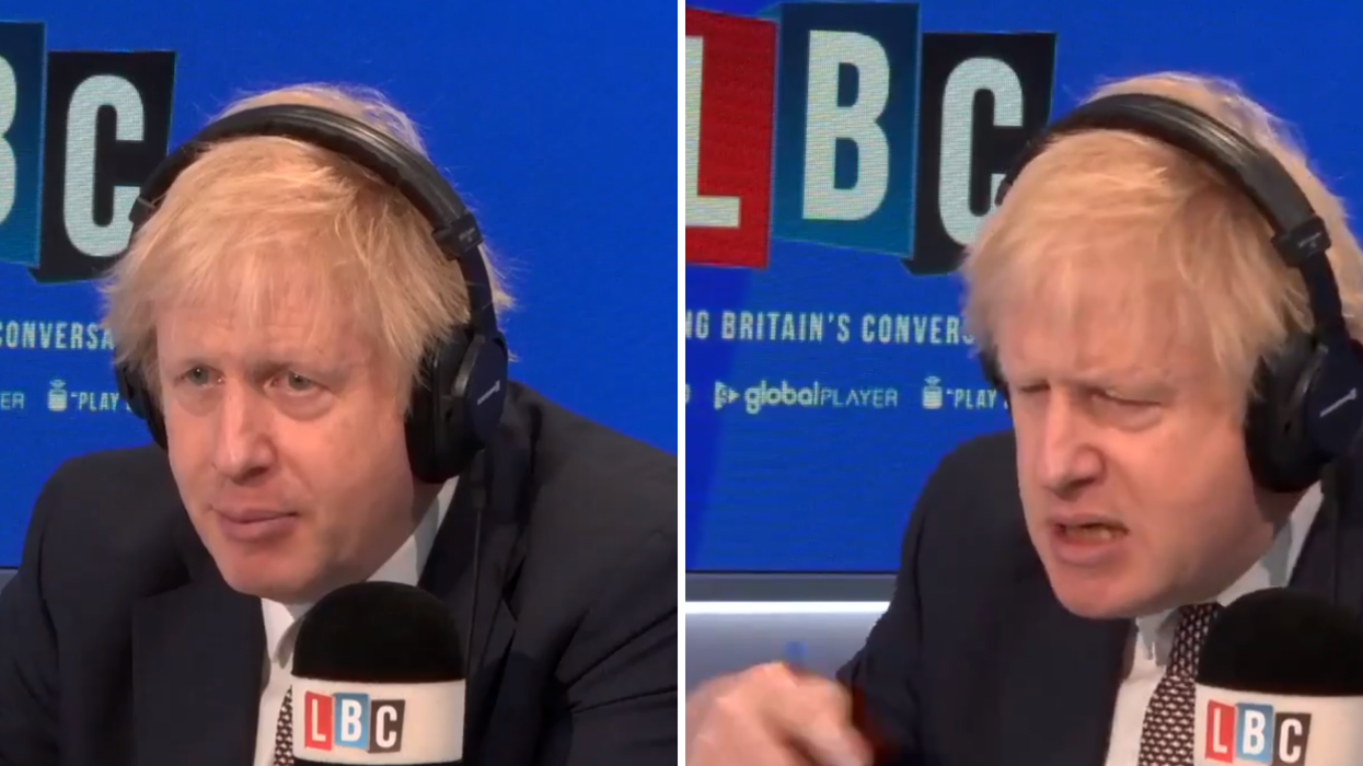 The moment a floundering Boris Johnson appears to forget he's being filmed during radio interview