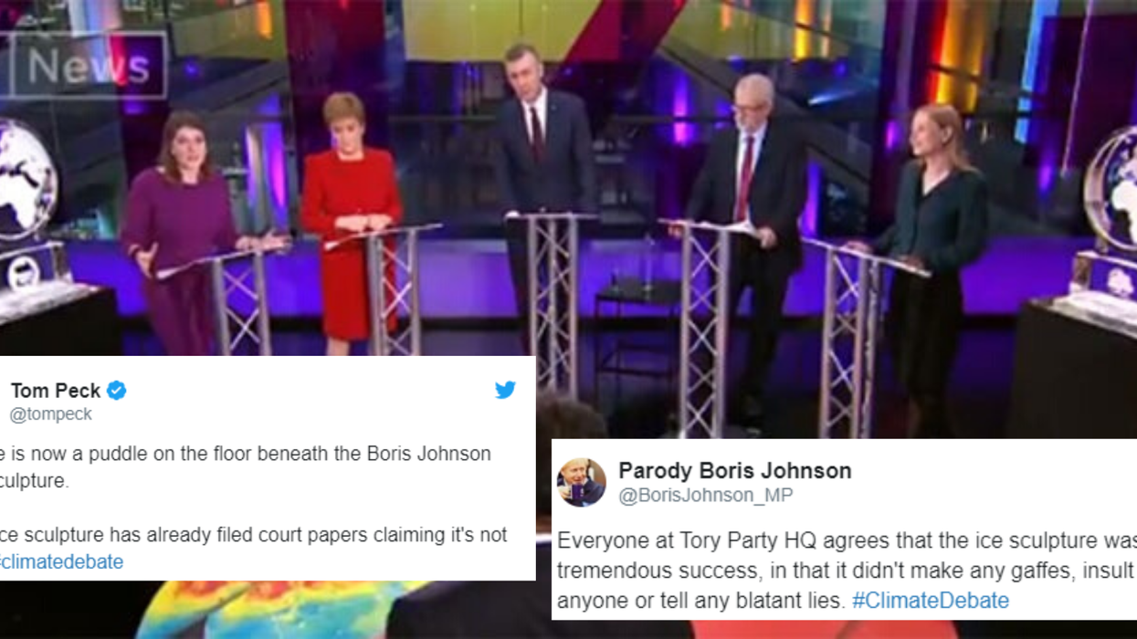 The coldest reactions to Boris Johnson being replaced by an ice sculpture during climate debate
