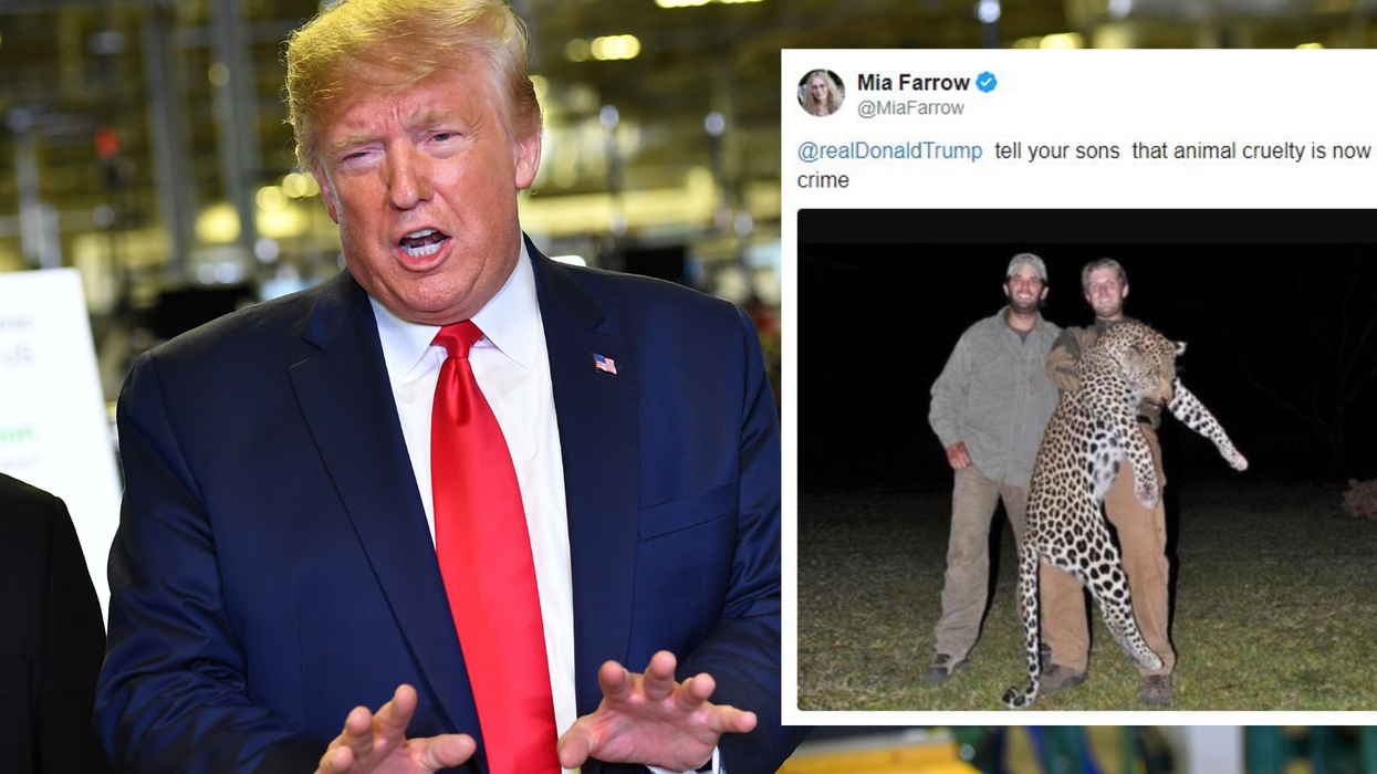 Mia Farrow uses hunting photo to call out Trump's children after president signs animal cruelty bill