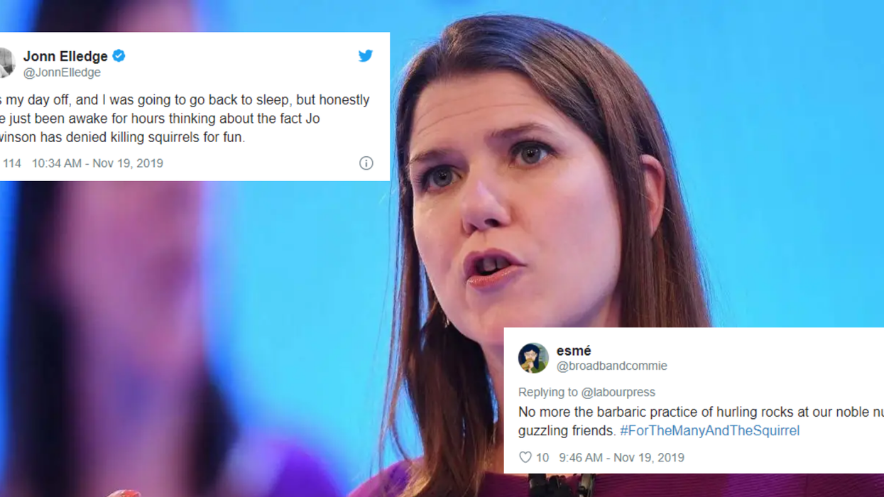 Jo Swinson was forced to deny she fired stones at squirrels and everyone is thrilled